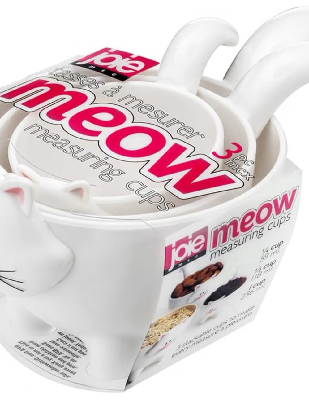 Joie Meow White Cat-Shaped Measuring Cups - 3pc